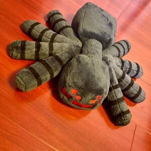 Minecraft Plush Gray Spider Stuffed Toy with Red Face Detailing - Kids Toys